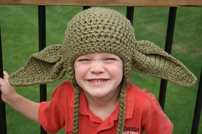 Yoda Inspired Hat Crochet Pattern Newborn Toddler Child Adult image 2