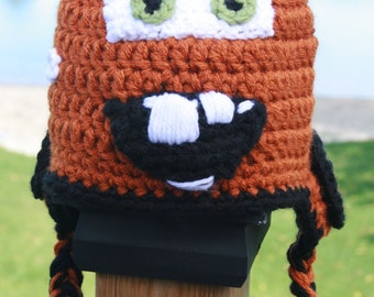 Tow Mater Inspired Hat Crochet Pattern - Newborn - Toddler - Child - Adult