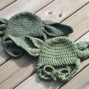 Yoda Inspired Hat Crochet Pattern Newborn Toddler Child Adult image 3