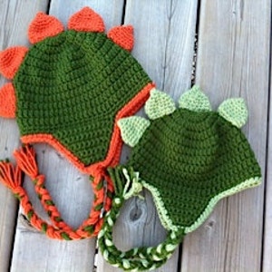 Dinosaur Hat Crochet Pattern - Newborn - Toddler - Child - Adult with optional heart