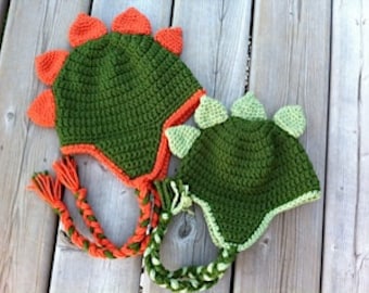 Dinosaur Hat Crochet Pattern - Newborn - Toddler - Child - Adult with optional heart