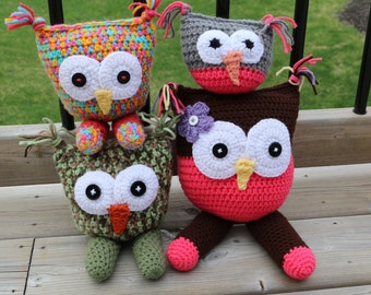 2 Legged Owl Stuffie Crochet Pattern with Flower PDF Pattern Owl Plush Toy Permission to Sell