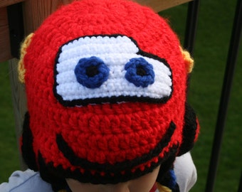 Lightning MacQueen Inspired Cars Hat Crochet Pattern - Newborn - Toddler - Child - Adult