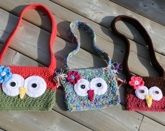 Patrón de crochet para bolso de búho con patrón en PDF de flores Bolso de mano bonito con correa larga Bolso para niña pequeña Permiso para vender