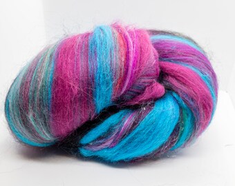 Pacific Pink Art Batt, Spinning, Fiber, Corriedale, Wool Blend, Alpaca, Merino, Angora and Silk