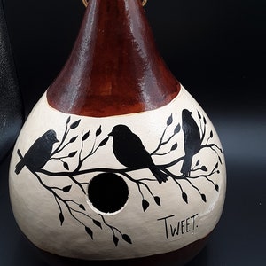 Hand Painted &quot;Tweet&quot; Gourd Birdhouse