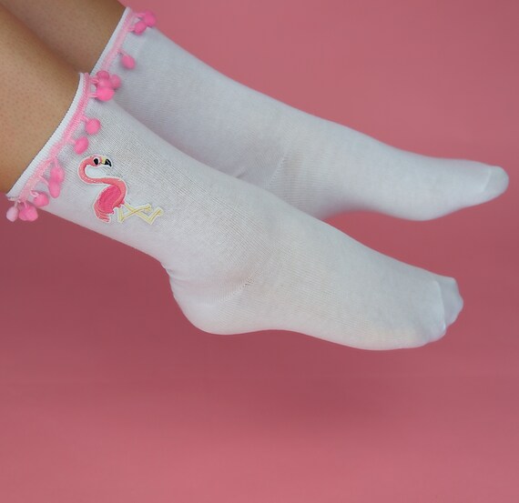 Pom Pom Socks Flamingo Socks Pom Pom | Etsy Canada