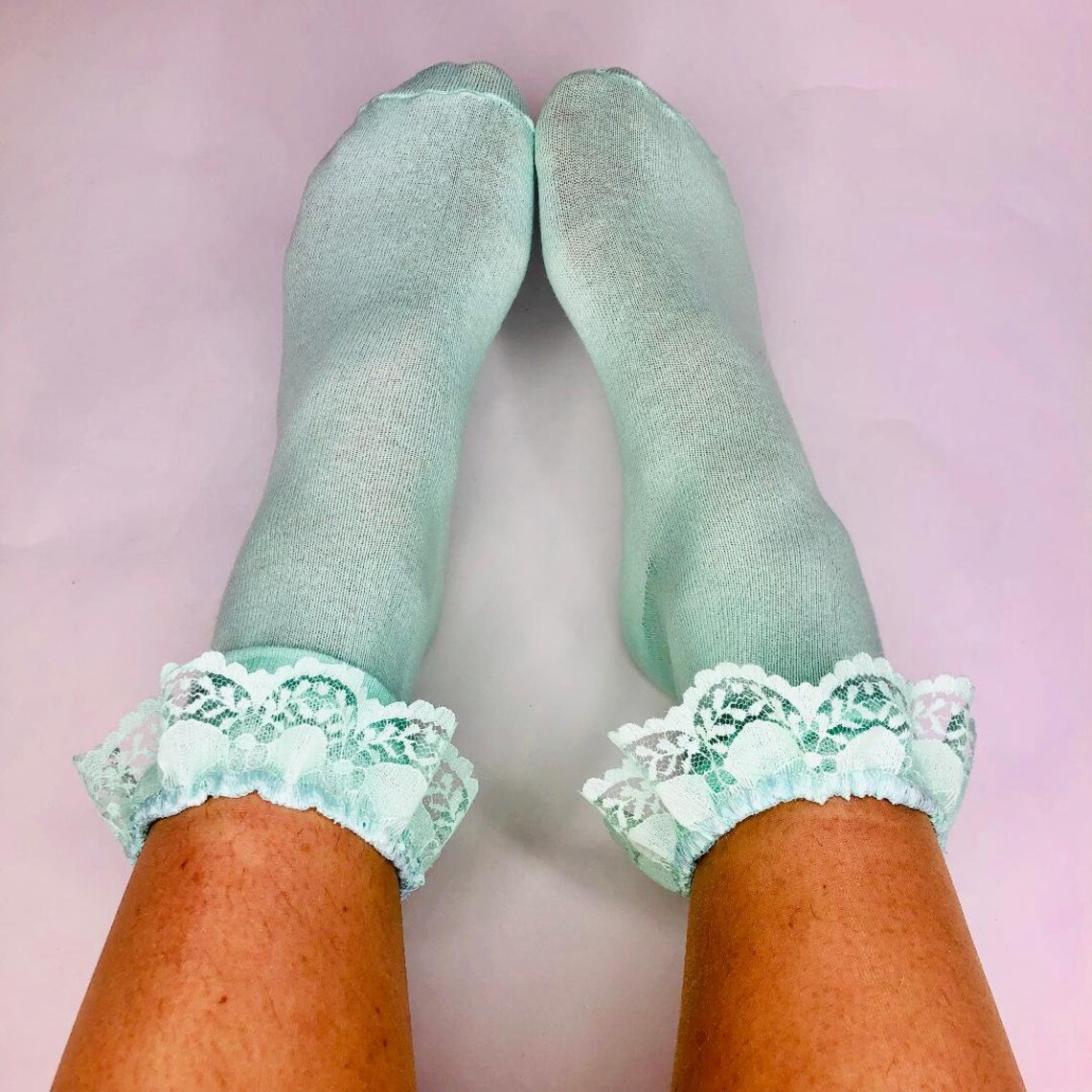 Green Lace Frilly Socks Lace Socks Green Socks Socks Etsy