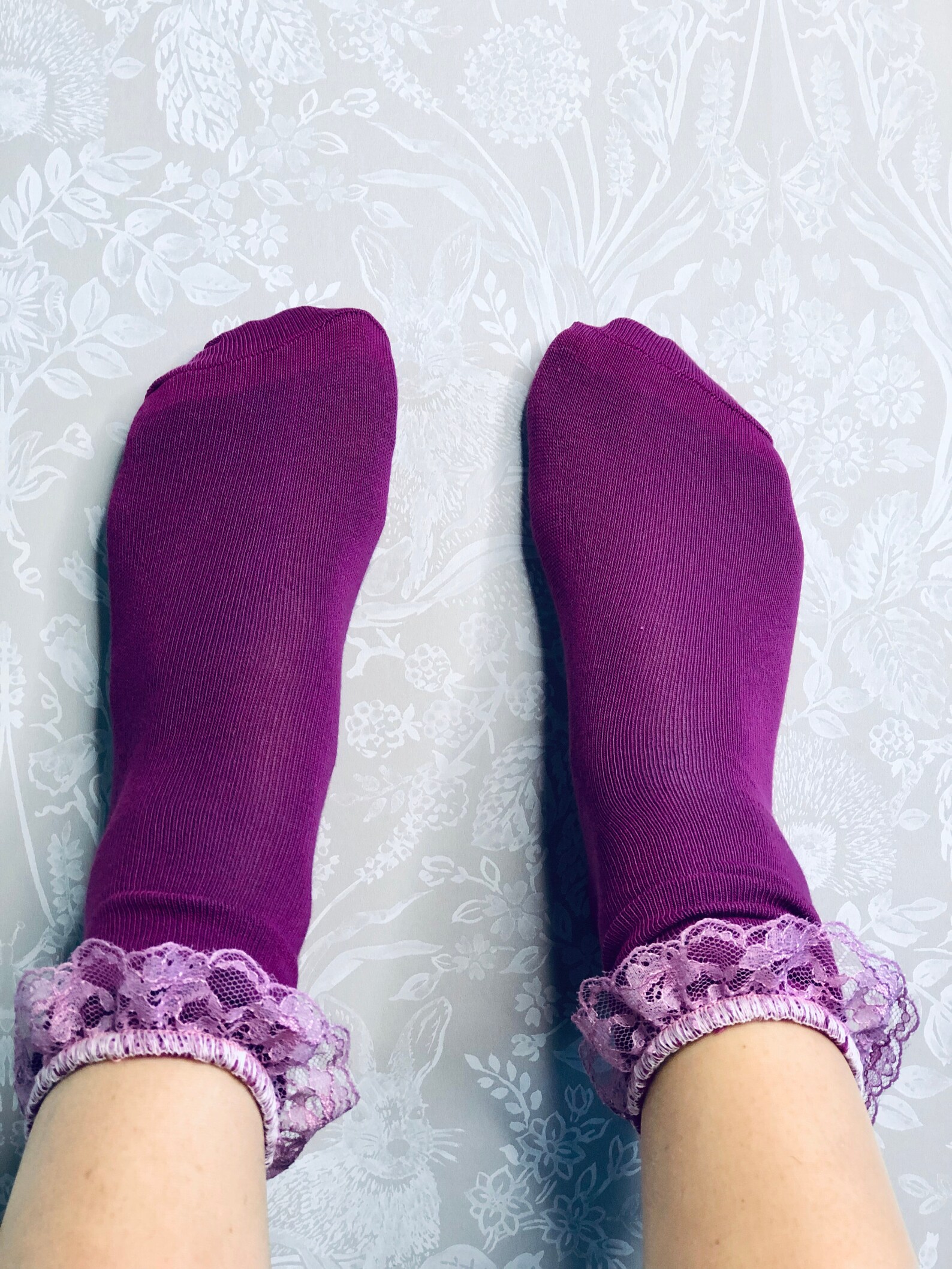 Purple Lace Frilly Socks Lace Socks Purple Socks Socks Etsy