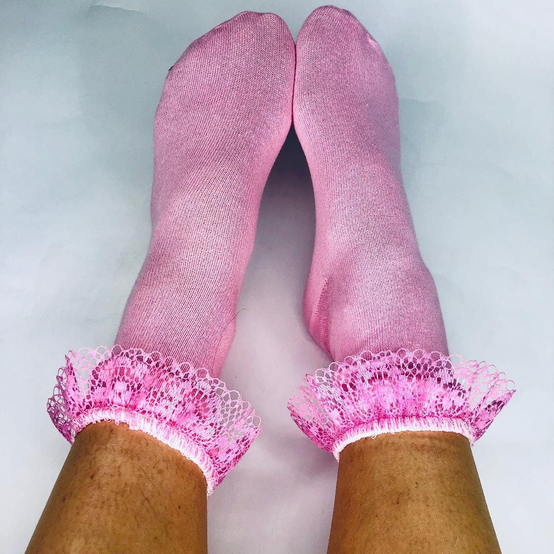 Pink Lace Frilly Socks Lace Socks Pink Socks Socks Frilly Etsy