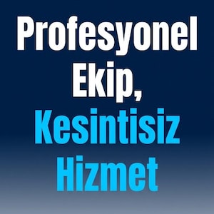 May include: A dark blue graphic with a light blue geometric icon at the top and the white text "Profesyonel Ekip, Kesintisiz Hizmet" centered in the middle. The background features a subtle gradient fading from dark blue to a lighter shade.