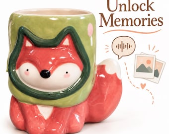 NFC Ceramic Animal Pen Holder, Personalized Voice & Photo Keepsake, Cute Desk Organizer, Whimsical Makeup Brush Holder, Gift for Her
