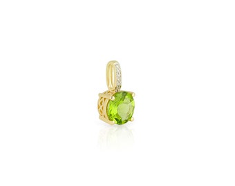 Peridot Anhänger 7 mm mit Brillanten (Gelbgold 585)