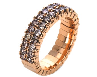 flexible gold ring with diamonds brilliants (rose gold 750) expands from ring size 53 mm to 60 mm