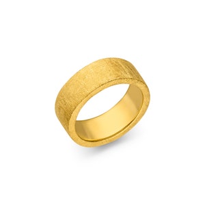 solid silver ring 8 mm wide (Sterling Silver 925, goldplated) matted