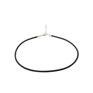 black rubber chain - high quality goldsmith work (sterling silver 925) adjustable with extension chain