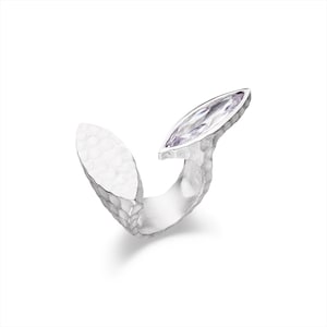 Sterling Silver Ring with Navette Cut Zirconia Sterling Silver 925 adjustable size image 1