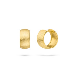 Silver Creoles Goldsmith&#39;s work (Sterling Silver 925) gold plated - Folding Creoles - matt - Ladies Earrings