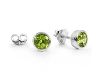 Peridot Ohrstecker 7 mm (Sterling Silber 925)