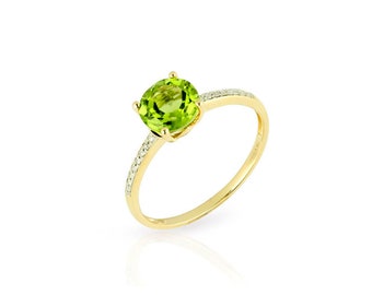 Peridot Ring mit Brillanten (Gelbgold 585)