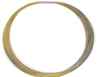 NEW: Elastic omega hoop in top quality - Bicolour - 160-row (stainless steel) choker - does not kink