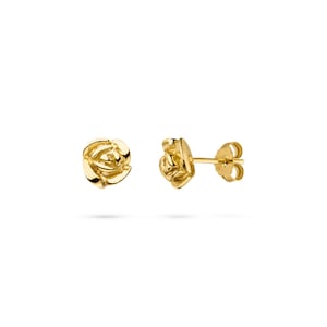 Silver Rose Earrings goldsmith work (Sterling Silver 925 gold plated) 8 mm - Ladies and girls earrings