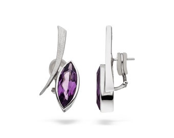 Amethyst Clip-Ohrstecker "Swing" (Sterling Silber 925)