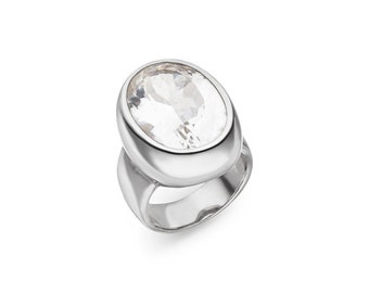 Bergkristall Ring "Oval" (Sterling Silber 925) mit Wert-Expertise