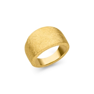 solid silver ring goldsmith&#39;s work (Sterling silver 925) matted - gold-plated - 15 mm wide - ladies ring men&#39;s ring