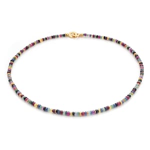 Sapphire chain &quot;Multicolor&quot; with coloured sapphires (Sterling Silver 925, gold-plated)