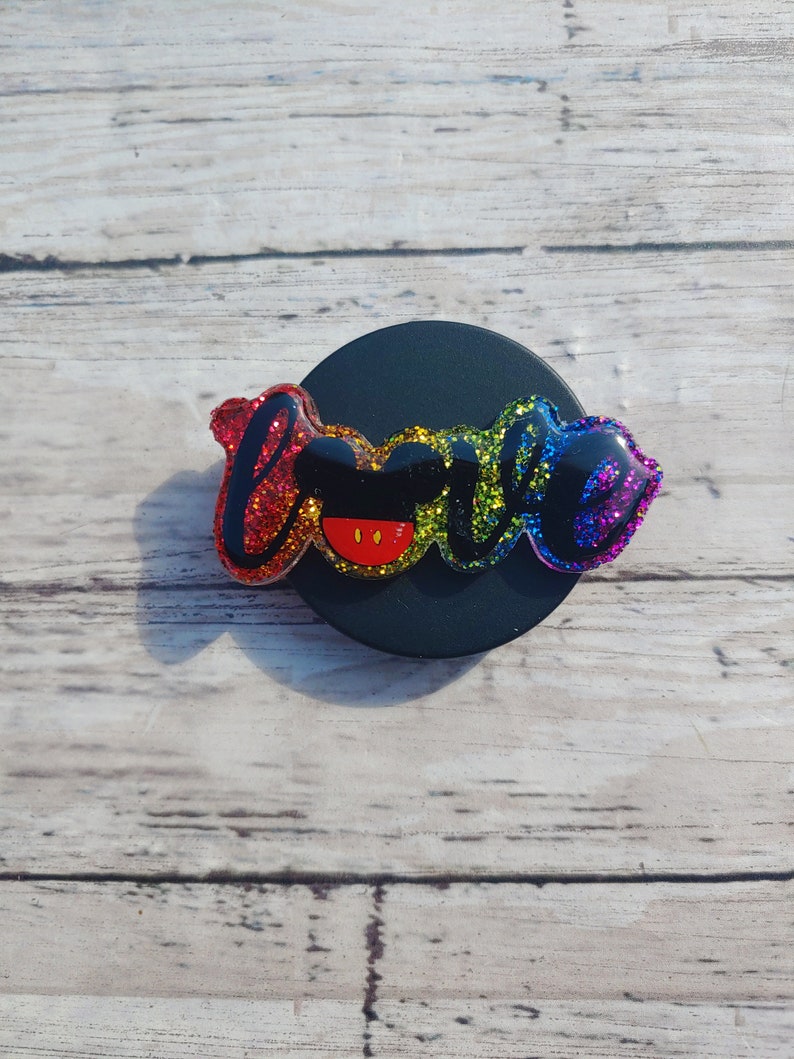 Rainbow Glitter Mickey Inspired Love Phone Grip
