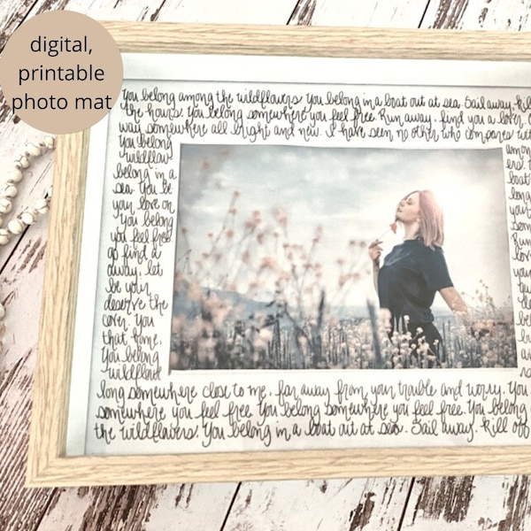 Tom Petty Wildflowers Gift, Song Lyrics Art, Digital Download PDF, Printable Photo Mat Gift for Dad, Daughter, or Father of the Bride