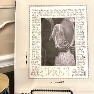 Father of the Bride Gift with Hand-lettered Lyrics from Father Daughter Dance on Photo Mat, "Wonderful Tonight" or Your Wedding Song