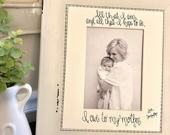 Mother of the Groom Gift from Bride, Lincoln Quote All That I Am, Gift to Mom from Daughter, Father of the Bride Gift from Daughter