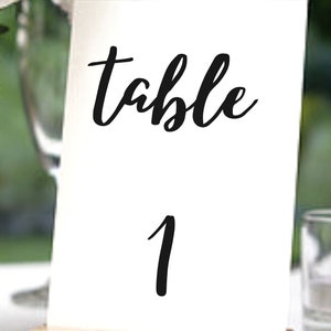 Printable Table Numbers for Weddings and Parties, Minimalist Simple 5x7 ...