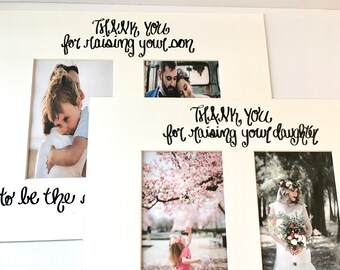 Thank You Raising the Man of My Dreams, Mother of the Groom Gift, Parents Wedding Gift, Personalized Gift Set, 2 Photo Mats 2 Openings