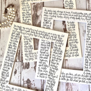 2nd Anniversary Gift, 5 Year Anniversary Gift, Song Lyrics Wall Art