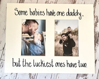 Gay Adoption Gift, a Custom Double Photo Mat, Hand-lettered Calligraphy for Two New Dads
