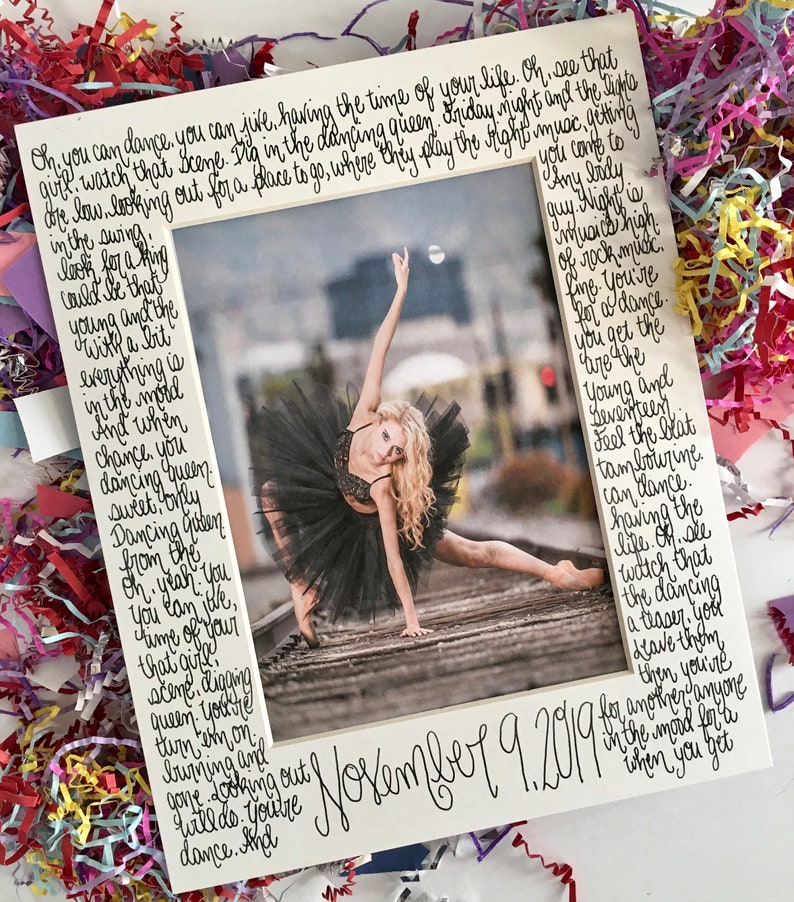 ABBA Dance Teacher Gifts, Handlettered Lyrics to Dancing Queen or