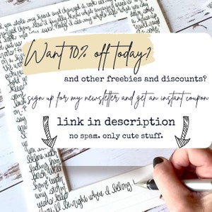 May include: A handwritten quote art piece with a white frame. The text includes phrases like "you stole my heart" and "I see my whole life." The image also features text that says "Want 10% off today?" and "link in description."