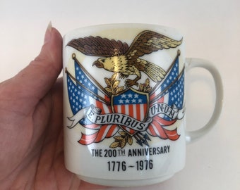 Brown Glass Bicentennial Mug 1776-1976 United States of America w// Eagle NEW
