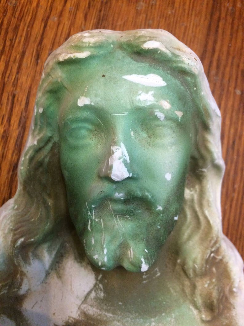 Jesus Plaster Sacred Heart Wall Hanging Shabby Chic Vintage Etsy