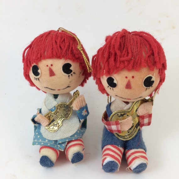 Raggedy Ann Andy Ornaments Playing Guitar Banjo Ginger Kids Etsy