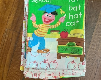 Vintage Sesame Street Twin Sheet, 70s-80s Educator Fabric