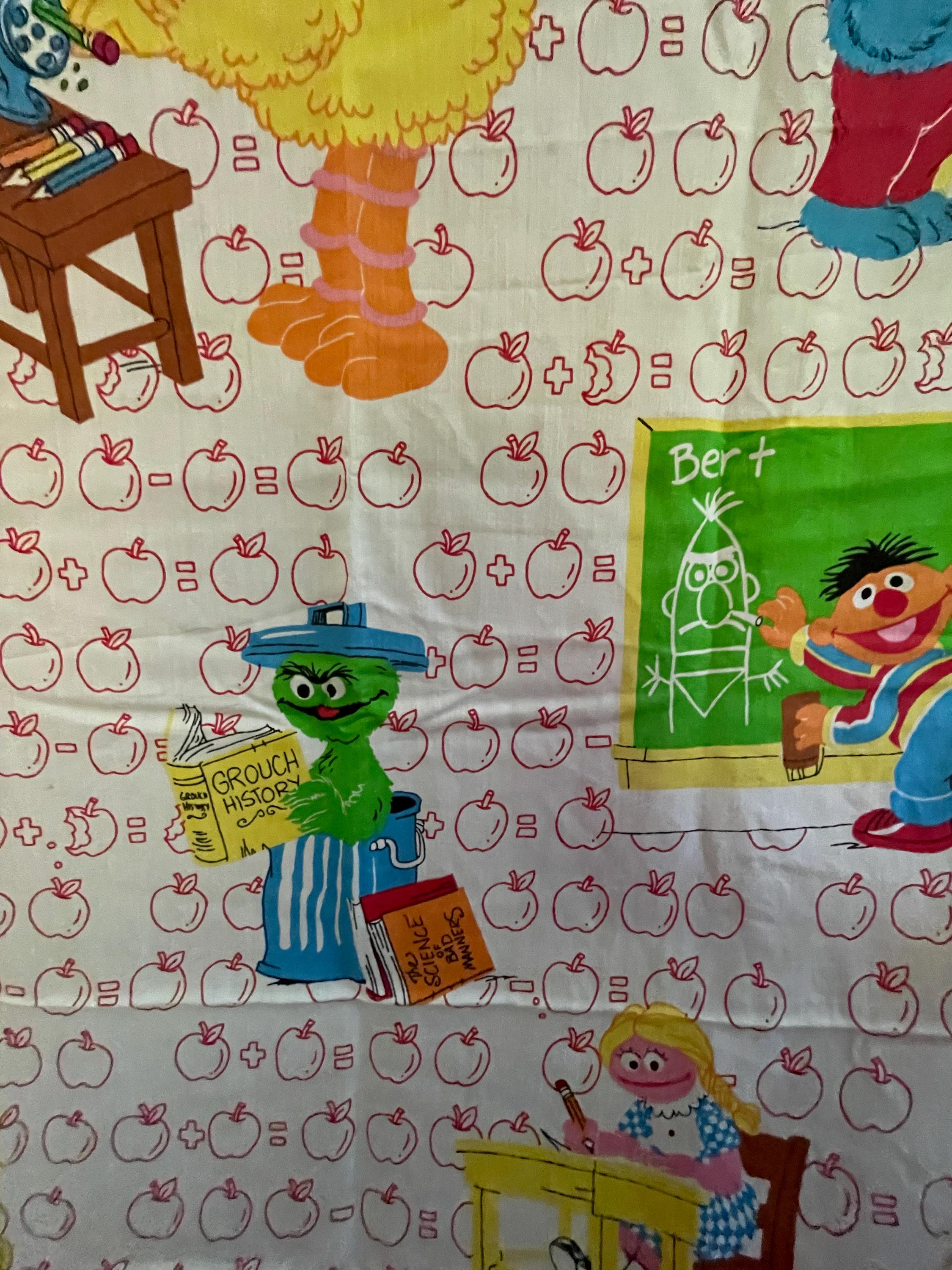 ヴィンテージ セサミストリート ツインシーツ、70年代～80年代 教育用