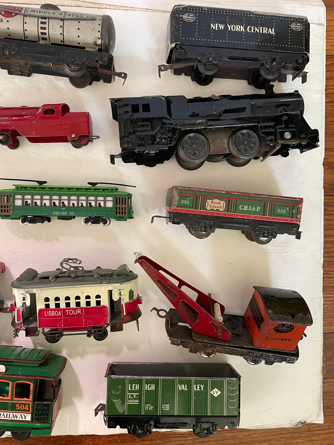 Vintage Tin Train Car Set With Tracks, Collectible Toy Vehicles - Etsy