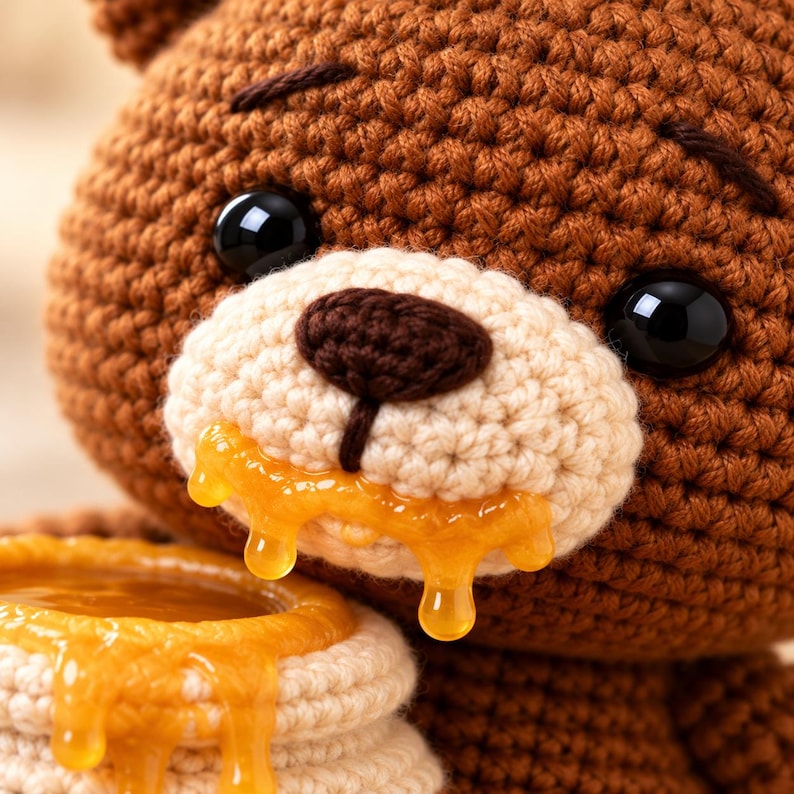 Translucent Teddy Honey Bear Amigurumi Crochet Pattern PDF, Teddy Amigurumi With Honey ...