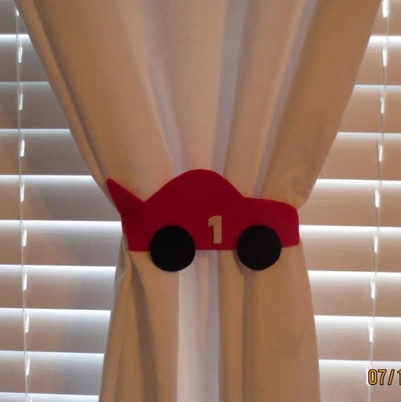 Race Car Curtain Tie Backs Set Of 2 Etsy