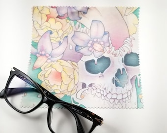 Pastel Skull Microfiber Cleaning Cloth: Laptop, Glasses Polishing