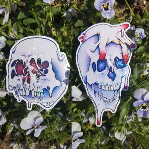 Holographic Skull Stickers | Holo | Glitter | Skulls | Vinyl | Decal | Watercolor